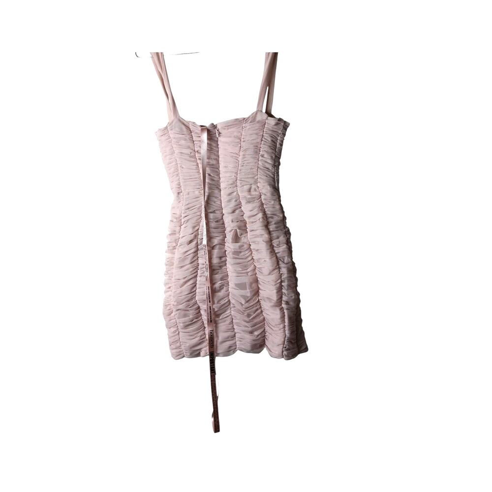 New with Tags House of CB Cate Ruched Mesh Mini Dress Pink Size M - Picture 5 of 15